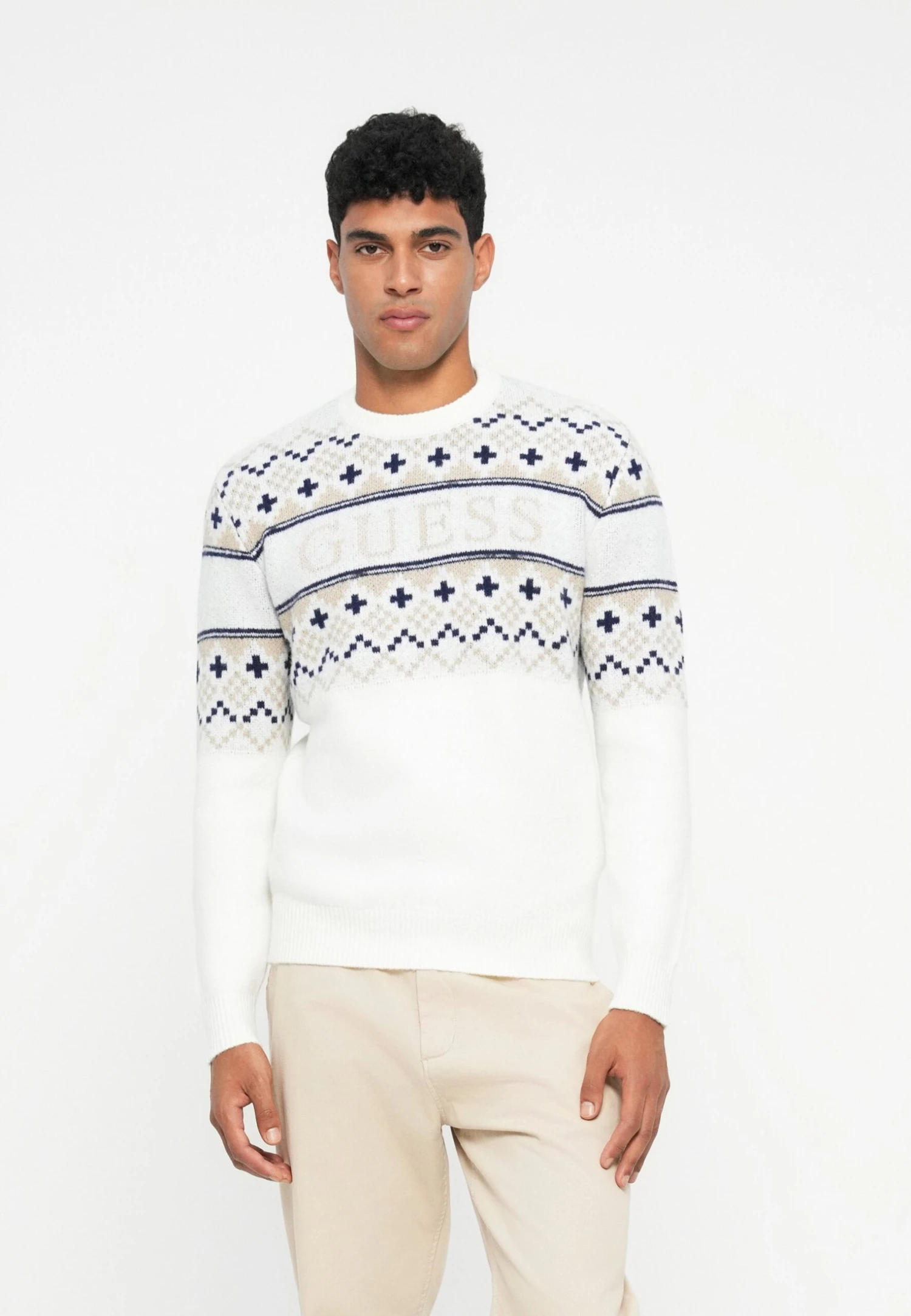 Guess JACQUARD - Jumper - Cream White 1 Guess JACQUARD - Jumper - Cream White