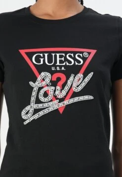 Guess PEARLS LOVE TRIANGLE TEE - Print T-shirt - Jet Black -Guess Clothing Sale d26b1468850747ea8f87bc731ee857a0