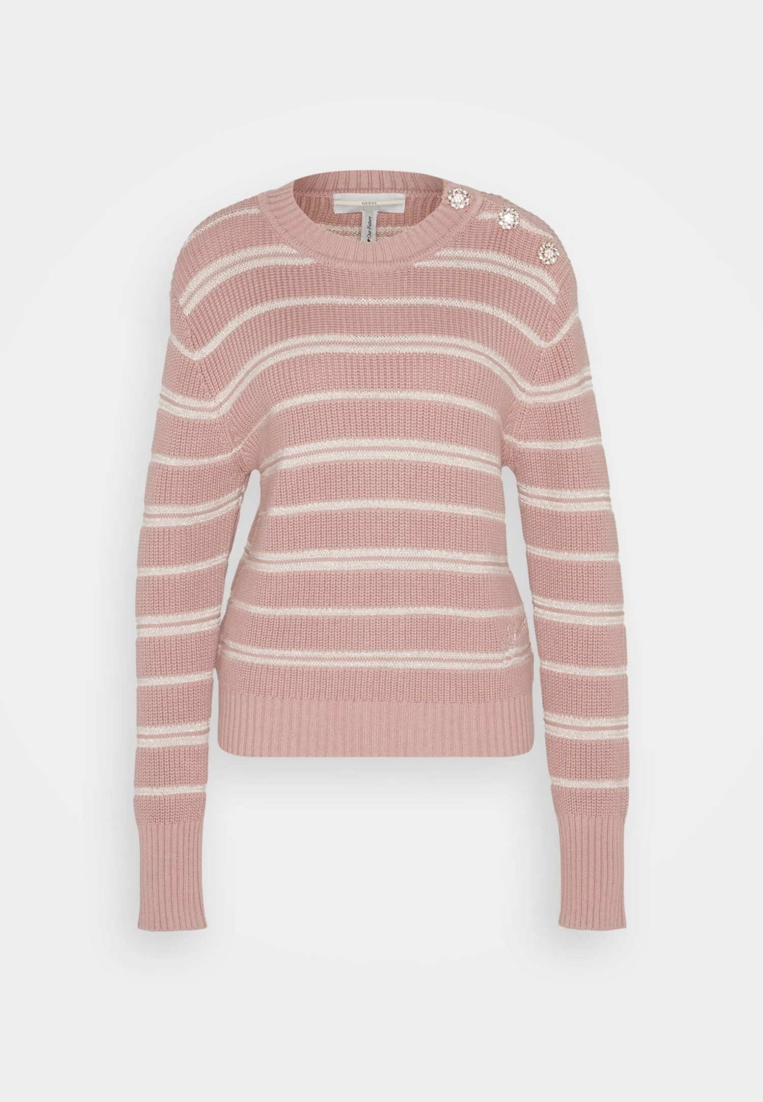 Guess Ls Striped Jewel Btn - Jumper - Rosy Violet And Blus 5 Guess Ls Striped Jewel Btn - Jumper - Rosy Violet And Blus - Image 5