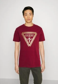 Guess Chain Logo Tee - Print T-Shirt - Pinot Noir