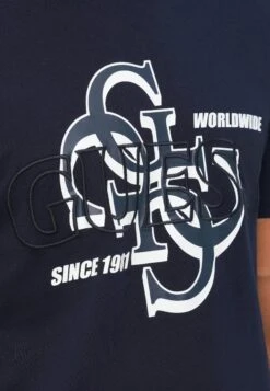 Guess DROP SHADOW TEE - Print T-shirt - Smart Blue -Guess Clothing Sale d6bcc92445cb4ba7bb48f605e476570c