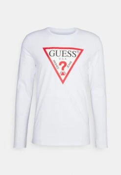 Guess Original Logo Tee - Long Sleeved Top - Pure White