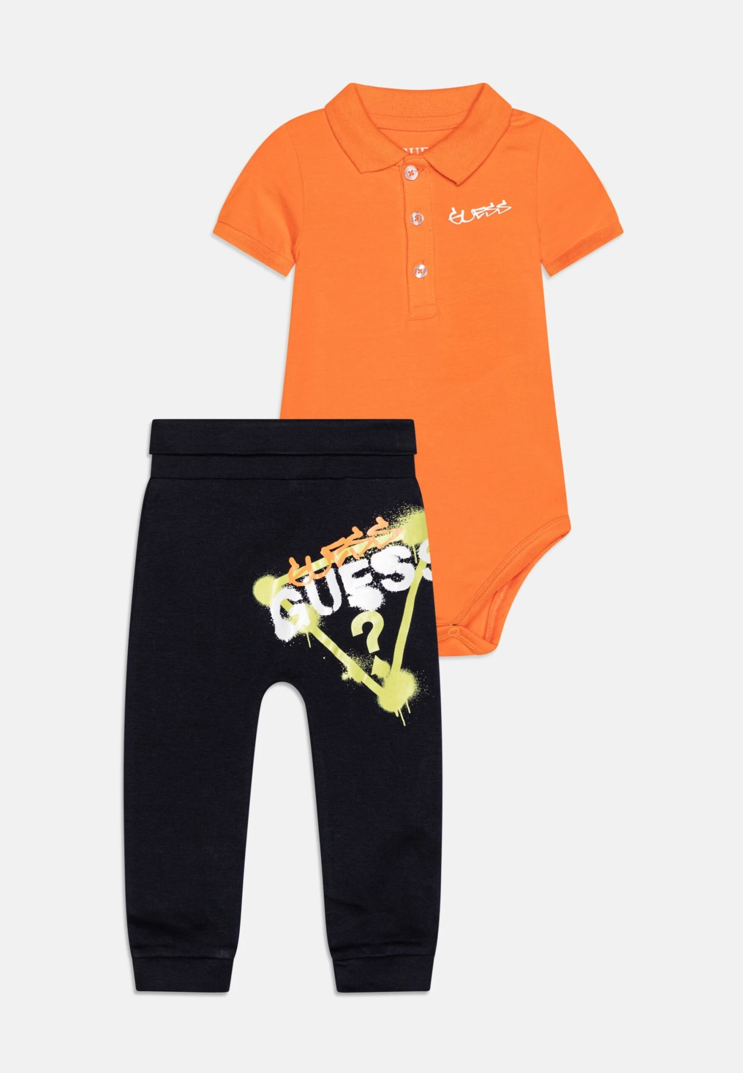 Guess Newborn Polo Pants Set - Trousers - Bitter Orange 1 Guess Newborn Polo Pants Set - Trousers - Bitter Orange