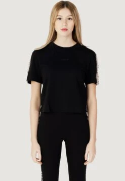 Guess BRITNEY CROP TEE - Print T-shirt - Black