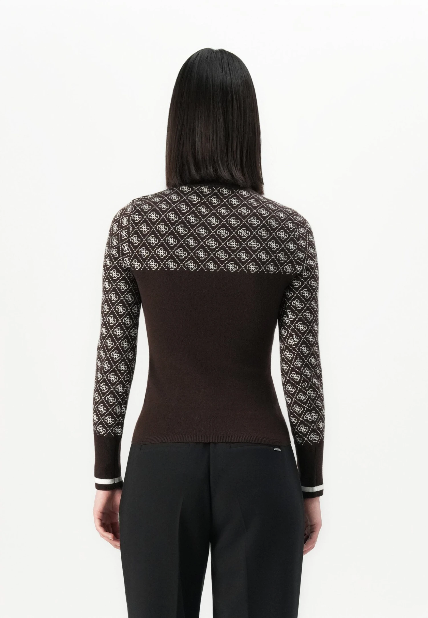 Guess MOCK NECK AUBREY - Jumper - Brown/cream 3 Guess MOCK NECK AUBREY - Jumper - Brown/cream - Image 3