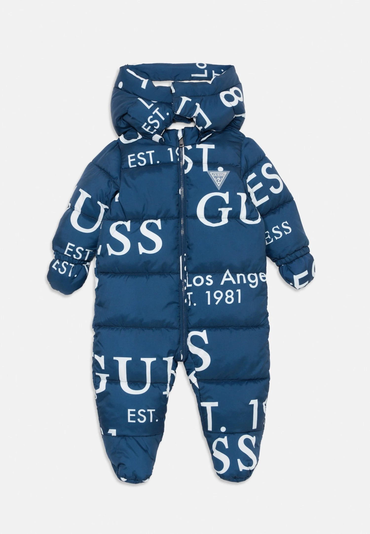 Guess BABY HOODED PADDED OVERALL UNISEX - Snowsuit - Blue 1 Guess BABY HOODED PADDED OVERALL UNISEX - Snowsuit - Blue