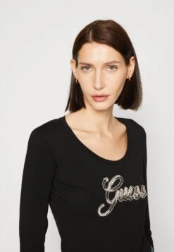 Guess Script - Long Sleeved Top - Black -Guess Clothing Sale e06294dbb7494c86851cc82d1b1e08c8