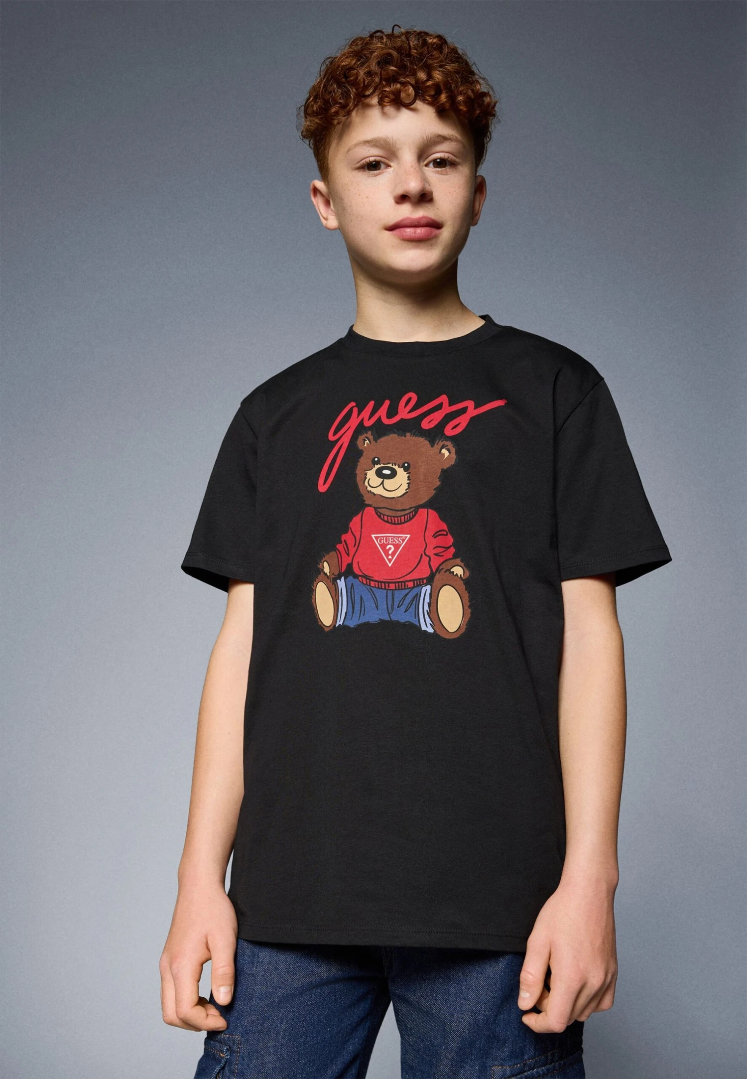 Guess JUNIOR BEAR UNISEX - Print T-shirt - Jet Black A996 1 Guess JUNIOR BEAR UNISEX - Print T-shirt - Jet Black A996