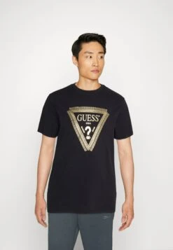 Guess Chain Logo Tee - Print T-Shirt - Jet Black