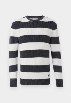 Guess HERBIE RIBBED WASHED SWEATE - Jumper - Smart Blue/salt White -Guess Clothing Sale e781bc754a1341839a8ddeb877cbb628