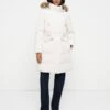 Guess FATEMA BELTED PUFFER - Winter Coat - Cream White
