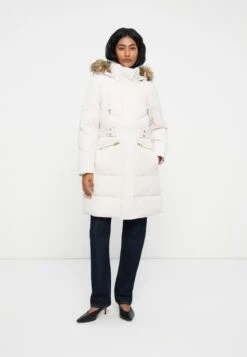 Guess FATEMA BELTED PUFFER - Winter Coat - Cream White