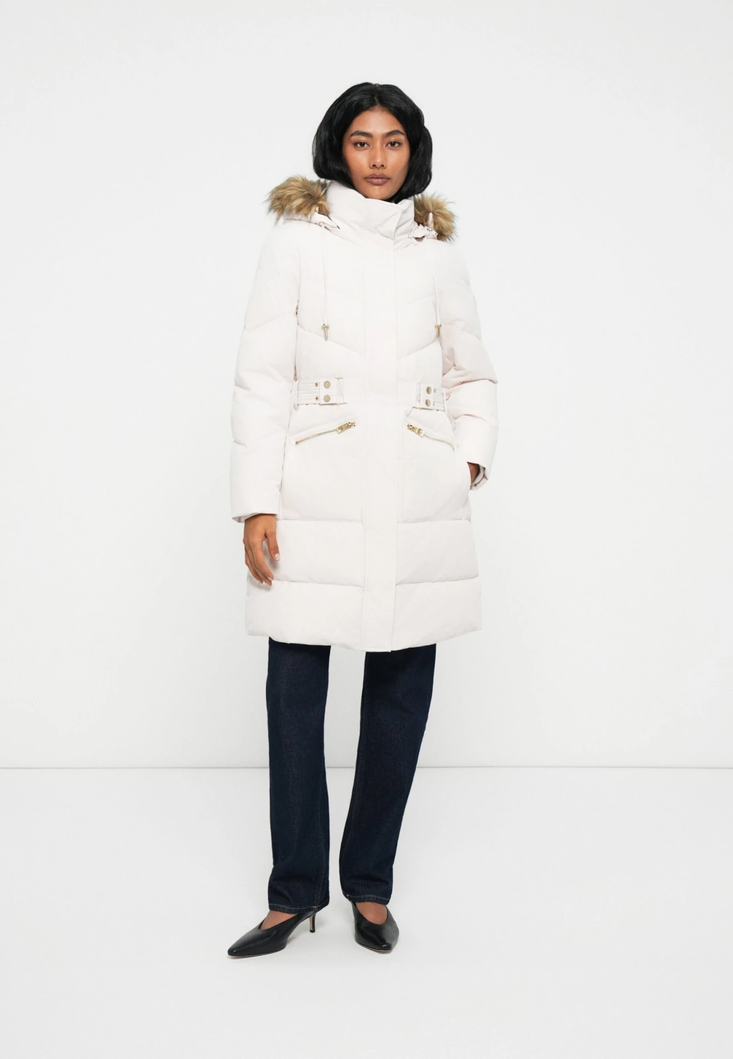 Guess FATEMA BELTED PUFFER - Winter Coat - Cream White 1 Guess FATEMA BELTED PUFFER - Winter Coat - Cream White