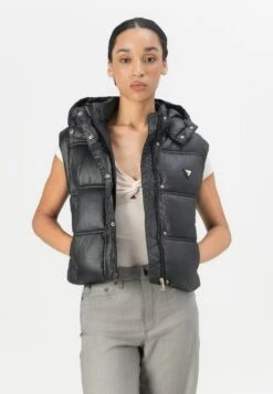 Guess ERNESTINE PADDED VEST - Waistcoat - Jet Black -Guess Clothing Sale e9eec93d85ca42aea99e7f9063fdcb74