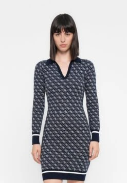Guess AUBREY DRESS - Jumper Dress - Blue/cream