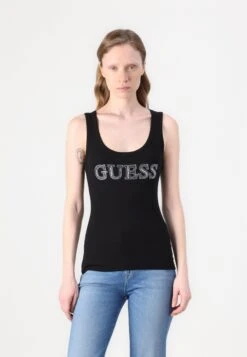 Guess EMBELLISHED LOGO TANK - Top - Jet Black