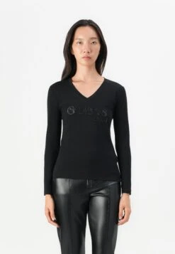 Guess SCRIPT TEE - Long Sleeved Top - Jet Black
