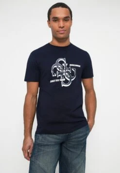 Guess DROP SHADOW TEE - Print T-shirt - Smart Blue -Guess Clothing Sale f4301869157444e6b0de07e9eeb40cef