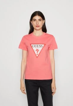 Guess Classic Fit Logo Tee - Print T-Shirt - Plastic Pink