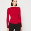 Lindsay Wrap - Long Sleeved Top - Deep Scarlet