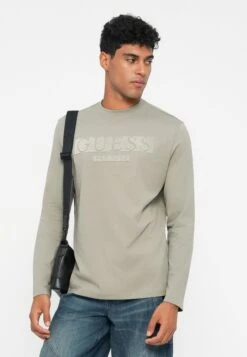Guess LOGO FLOCK TEE - Long Sleeved Top - Sage Plant -Guess Clothing Sale fa5b755c81964ce98cacba45322daebf