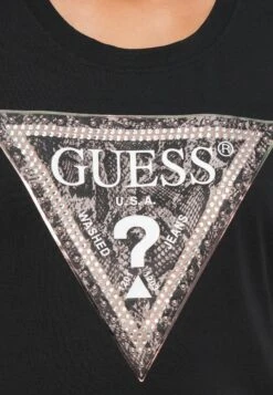 Guess TRIANGLE PYTHON TEE - Print T-shirt - Jet Black -Guess Clothing Sale fdfee4316ef146b699d013447682cc09